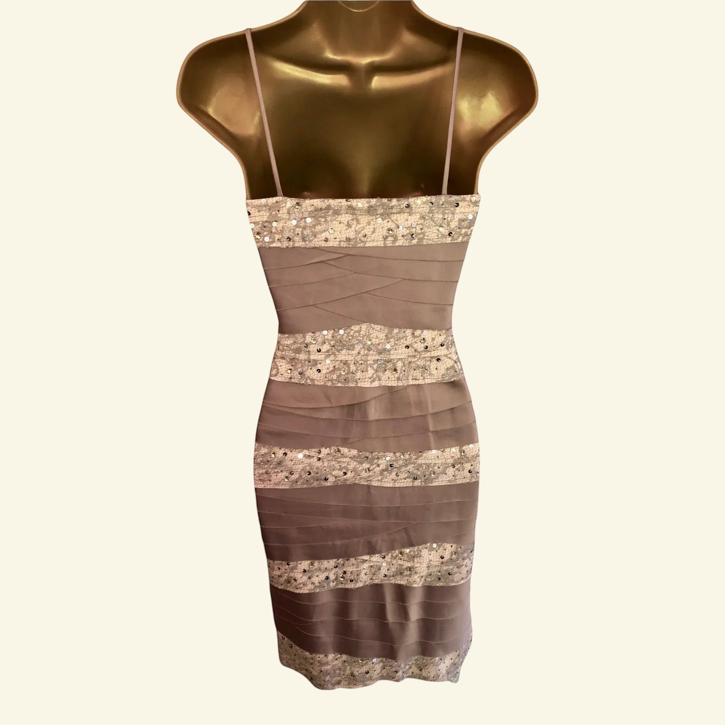 Phase Eight Champagne Kate Sleeveless Layered Lace Dress UK 8 US 4 EU 36 - Timelessfashions
