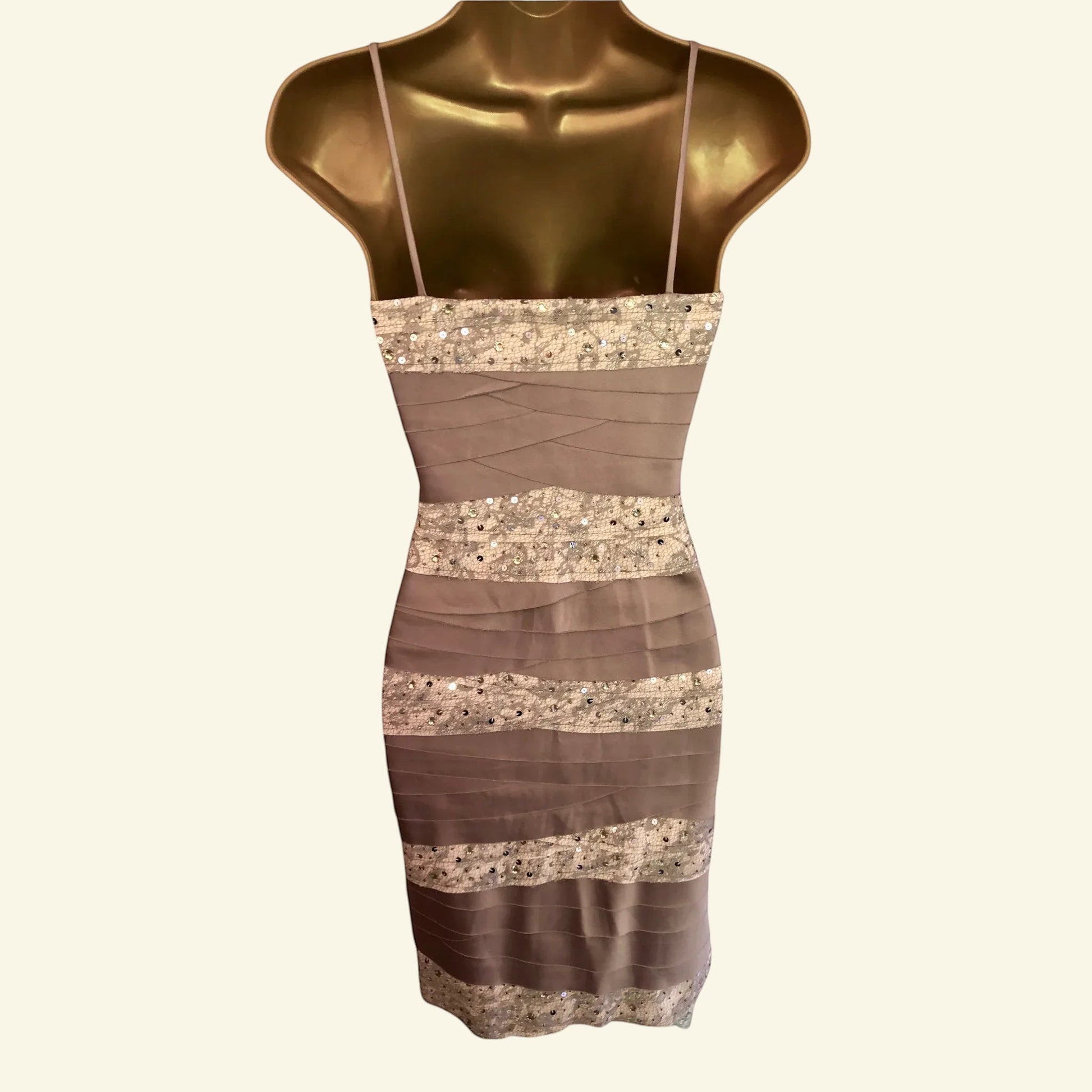Phase Eight Champagne Kate Sleeveless Layered Lace Dress UK 8 US 4 EU 36 - Timelessfashions