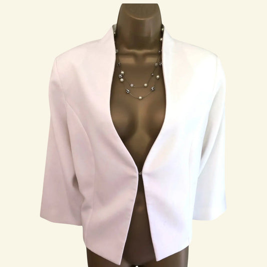Libra White Summer Occasion Bolero Jacket UK 14 US 10 EU 42 - Timelessfashions