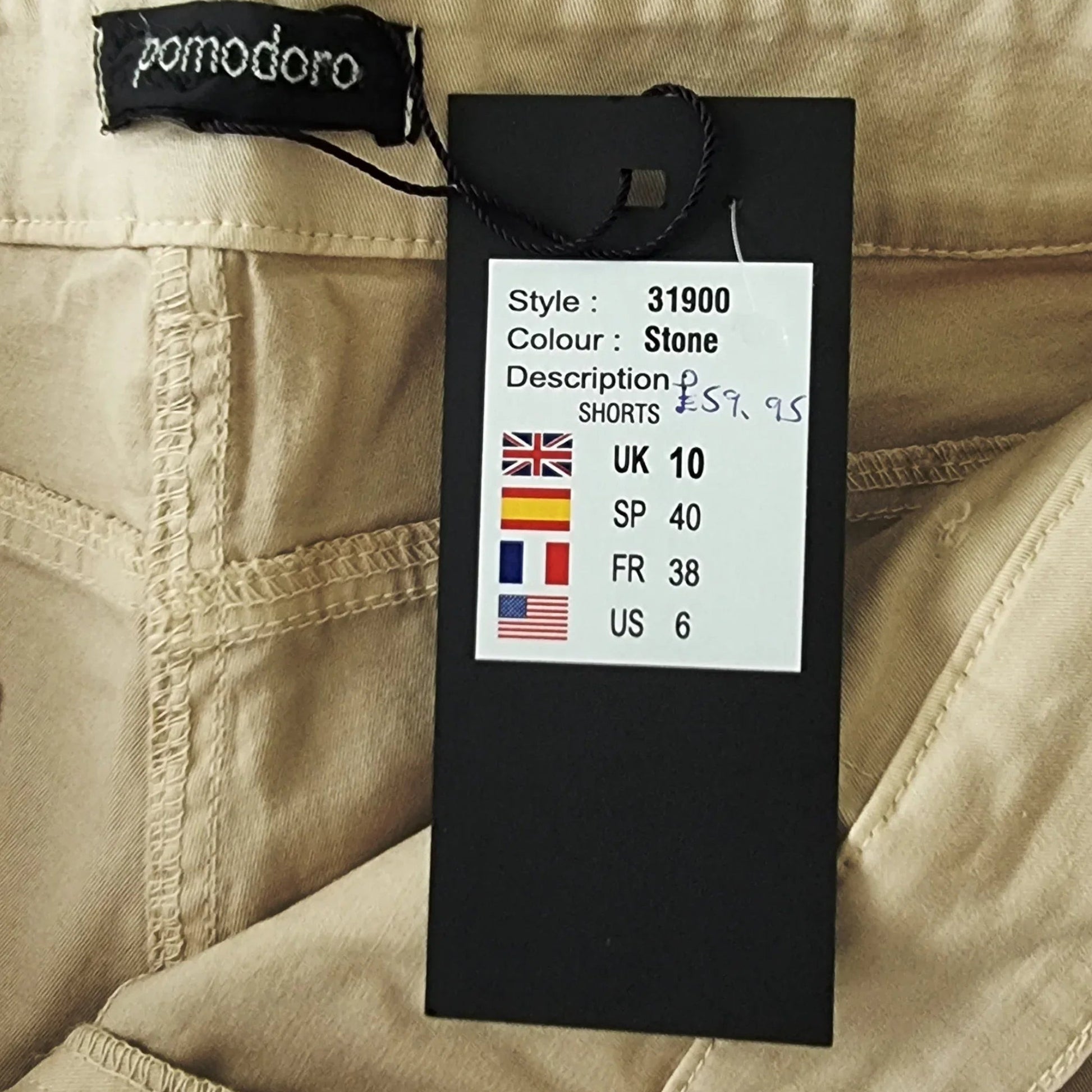 Pomodoro Stone, Stretch Cotton Shorts UK 10 EU 38 US 6 - Timelessfashions