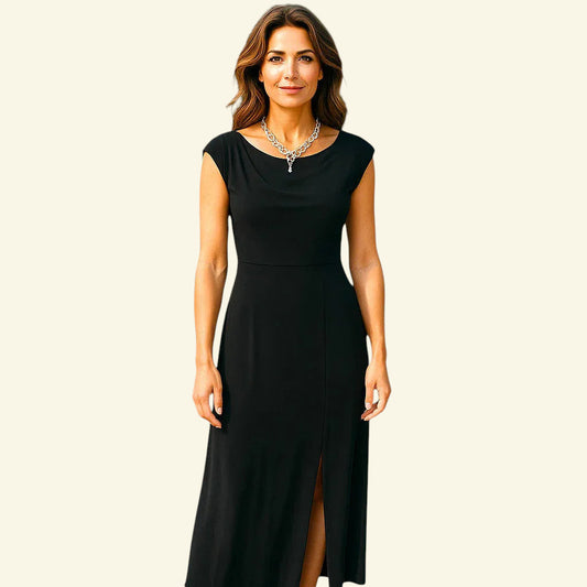 Monsoon Black Womens Long Evening Dress With Side Split UK 12 US 8 EU 40 - Timelessfashions