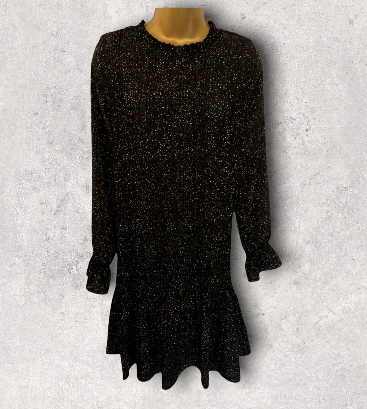 Minus Rikka Black Spotted Long Sleeve Pleated Dress UK 10 US 6 EU 38 RRP £100 Timeless Fashions