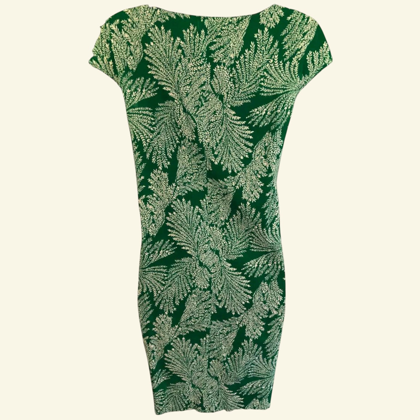 Hoss Intropia Green & White Leaf Print Tunic Dress UK 10 US 6 EU 38 - Timelessfashions