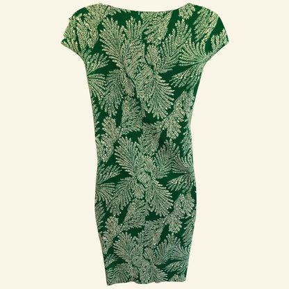 Hoss Intropia Green & White Leaf Print Tunic Dress UK 10 US 6 EU 38 - Timelessfashions