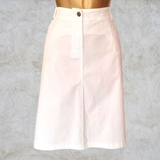 Pomodoro Women's White Stretch Cotton Skirt UK 18 US 14 EU 46 Timeless Fashions