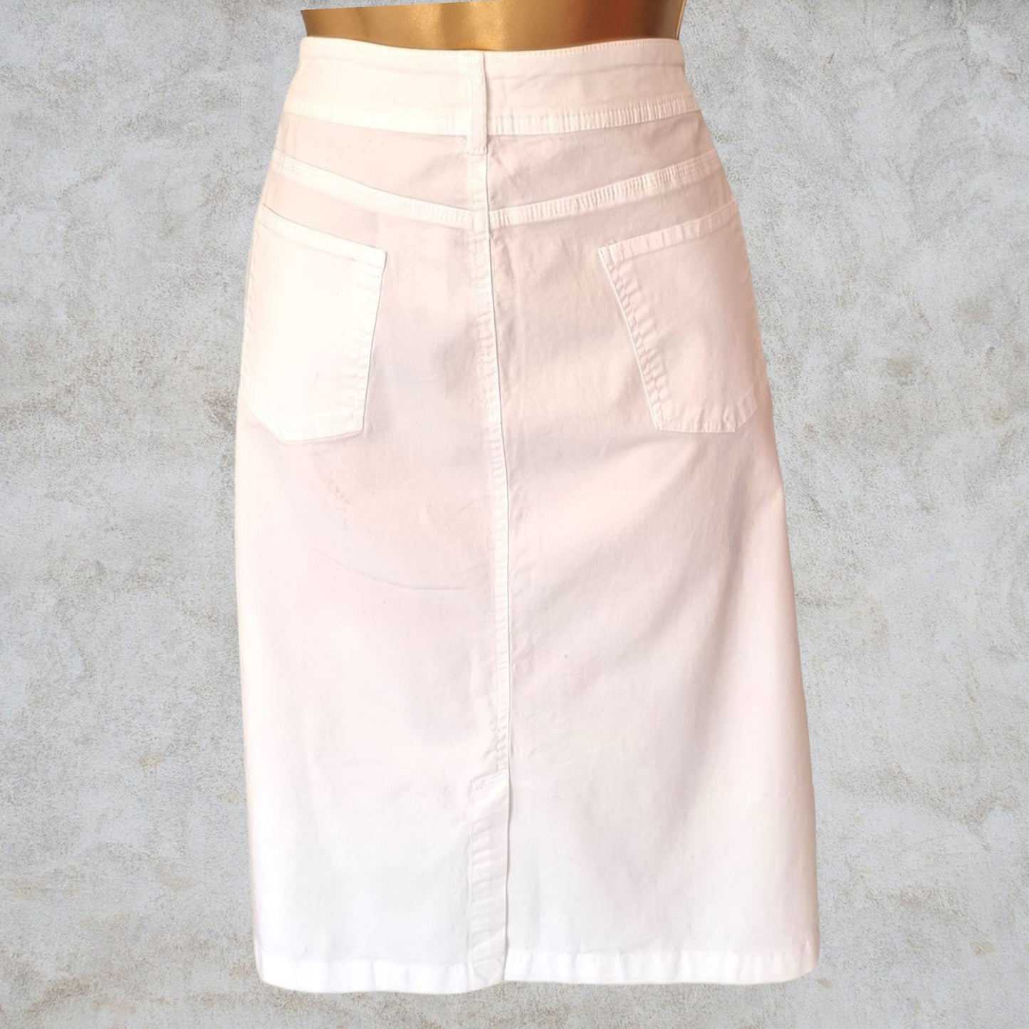 Pomodoro Women's White Stretch Cotton Skirt UK 18 US 14 EU 46 Timeless Fashions