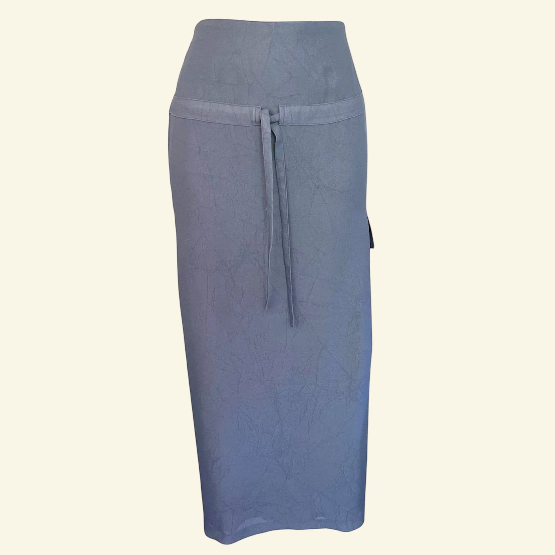 Serge Dana Womens Dove Blue Crepe Long Pencil Skirt UK 10 US 6 EU 38 - Timelessfashions