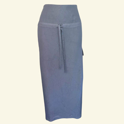 Serge Dana Womens Dove Blue Crepe Long Pencil Skirt UK 10 US 6 EU 38 - Timelessfashions