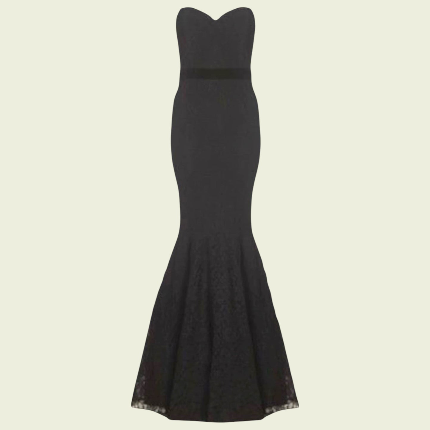Black evening gown on a beige background