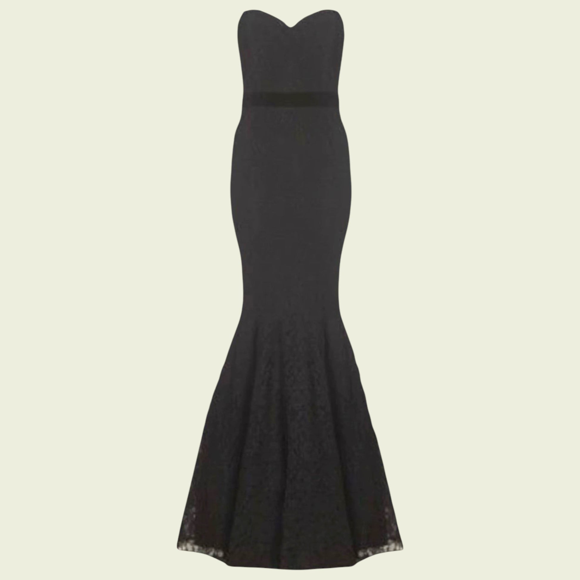 Black evening gown on a beige background
