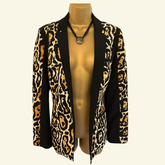 LIMITED EDITION Black Animal Print Open Jacket UK 10 US 6 EU 38 - Timelessfashions