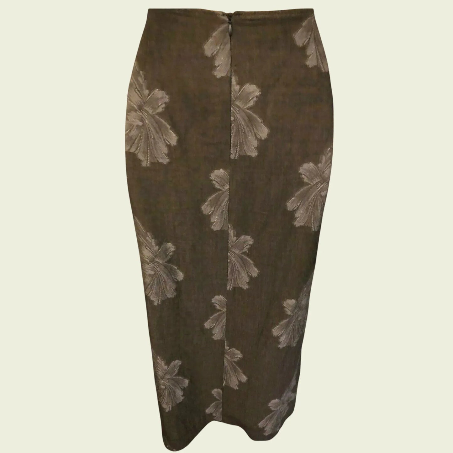Pret Grey Floral Linen Mix Faux Wrap Skirt Size UK 12 US 8 EU 40 - Timelessfashions