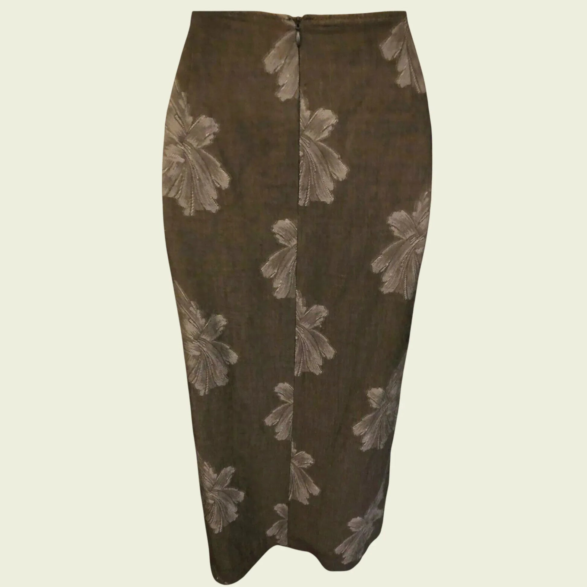 Pret Grey Floral Linen Mix Faux Wrap Skirt Size UK 12 US 8 EU 40 - Timelessfashions