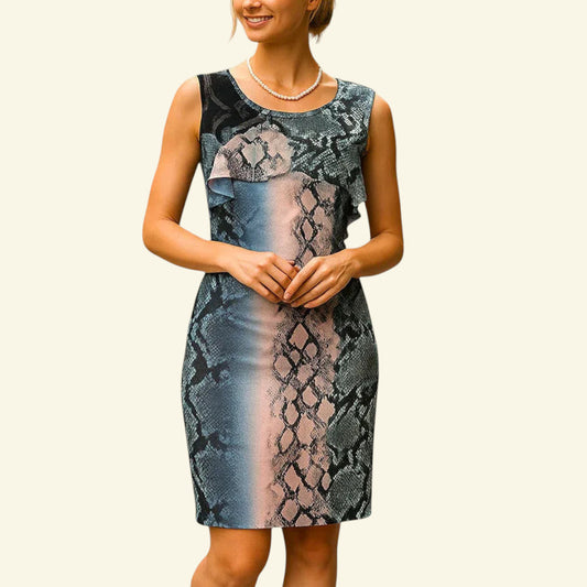 Karen Millen, Snake Print, Silk Embellished Dress UK 12 US 8 EU 40 - Timelessfashions