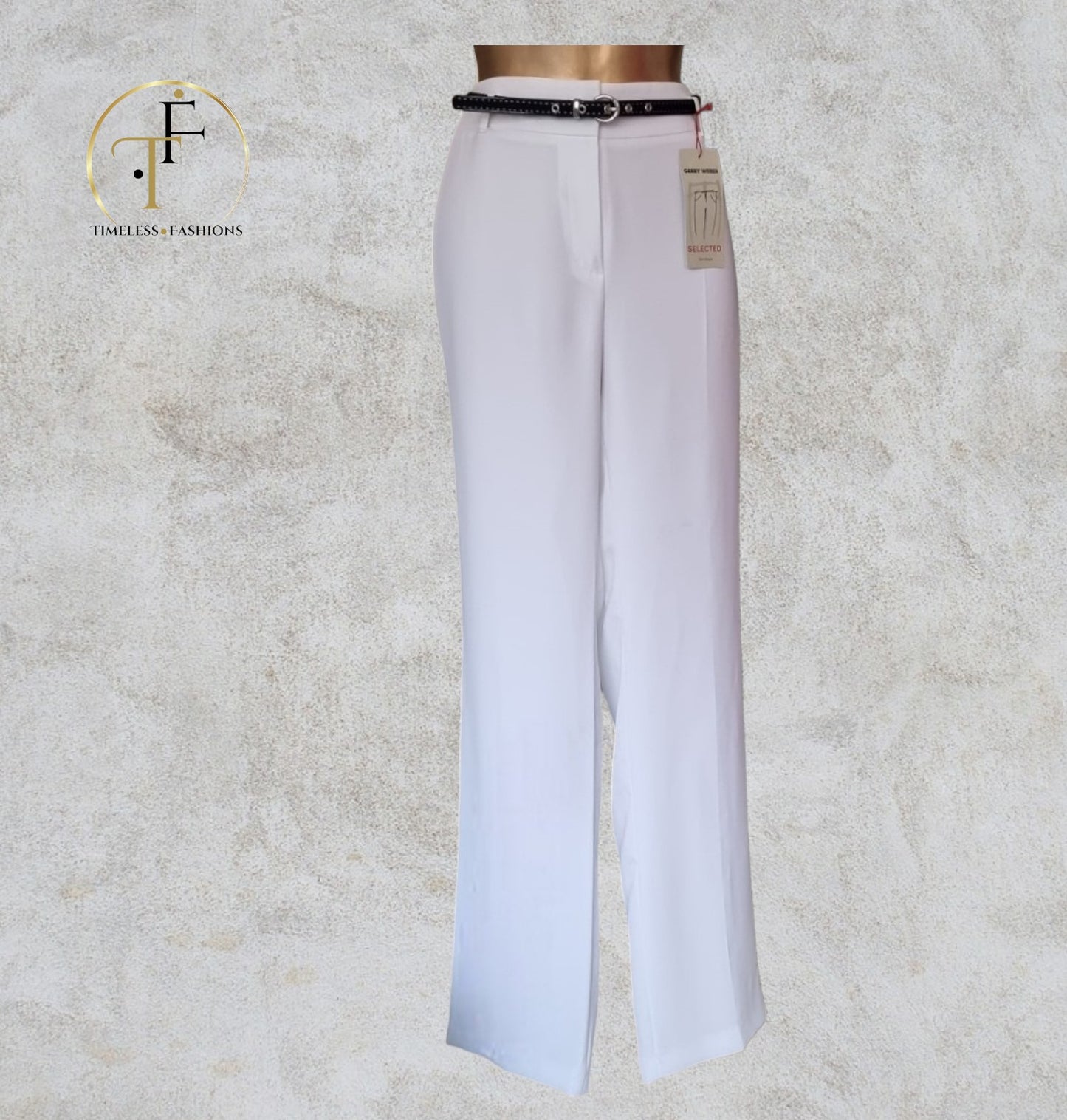 Gerry Weber Women’s White Lined Slim Style Summer Trousers UK14 US 10 EU 42 IT 45 Timeless Fashions