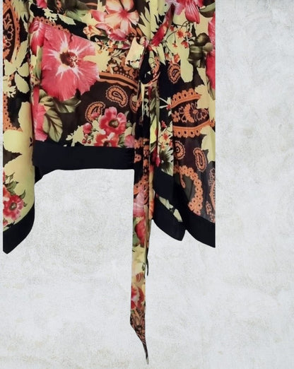 Star By Julien Macdonald Womens Multicoloured Chiffon Kaftan Top UK 14 US 10 EU 42 Timeless Fashions