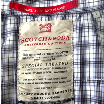 Scotch and Soda label on a plaid shirt