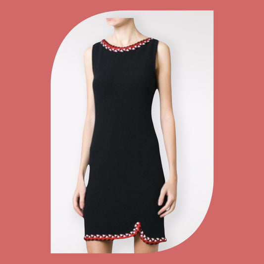 Boutique Moschino Black Cotton Mix Textured Pencil Dress UK 8 US 4 EU 36 IT 40 Timeless Fashions