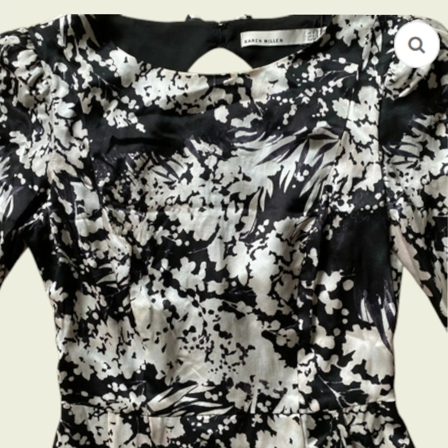 Karen Millen Black & White Fluid Print Silk Dress UK 12 US 8 EU 40 - Timelessfashions