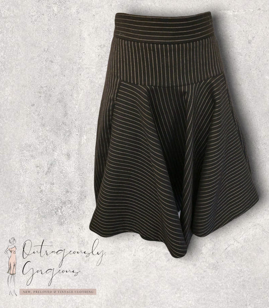 Stella McCartney Womens Black Pinstripe Godet Pleat Skirt UK 12 US 8 EU 40 Timeless Fashions
