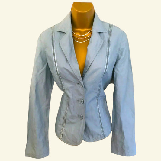 Taifun Gerry Weber Womens Blue Crinkle Jacket UK 10 US 6 EU 38 - Timelessfashions