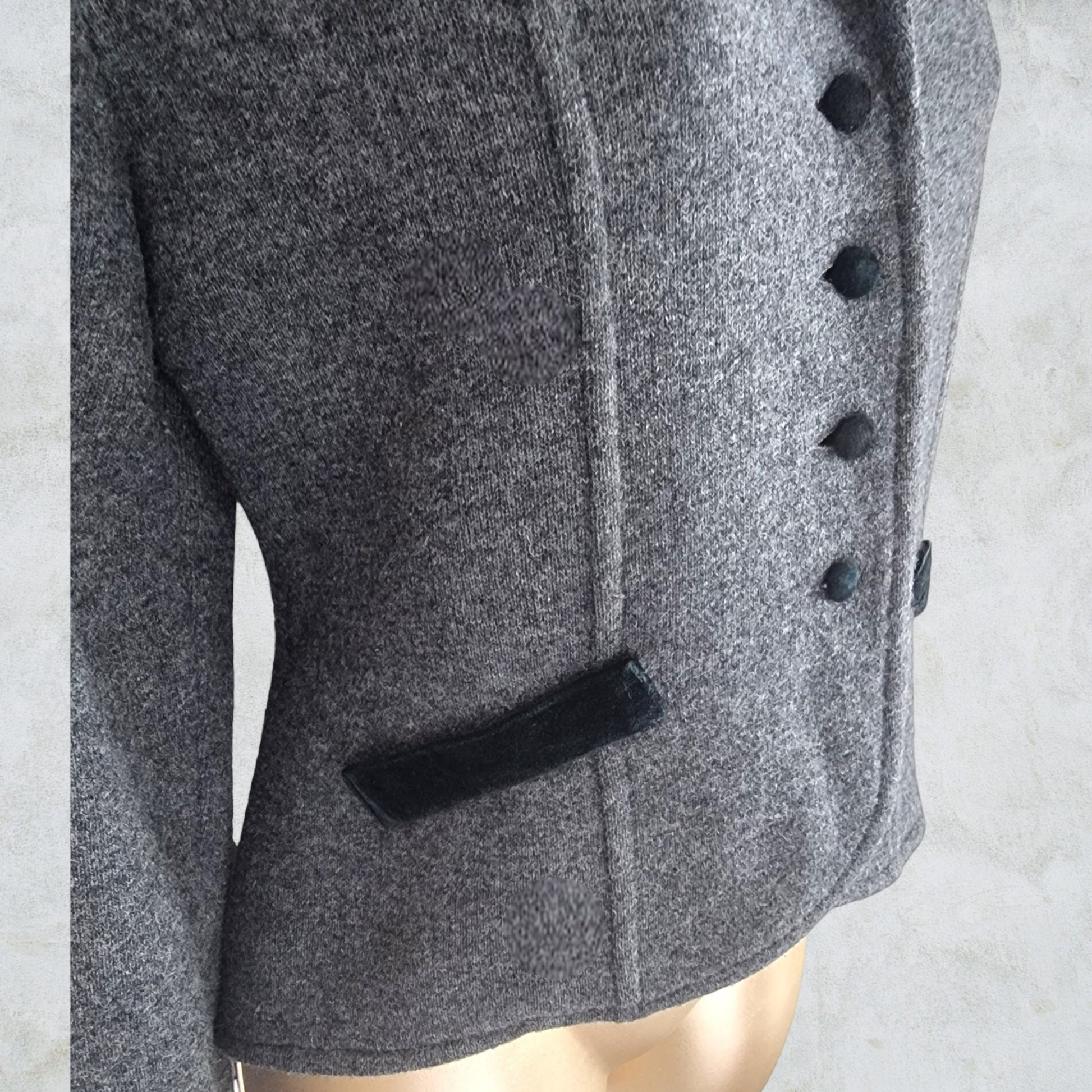 Vollmer Women's Grey Pure Wool Vintage Jacket UK 12 US 8 EU 40 IT 44 Timeless Fashions