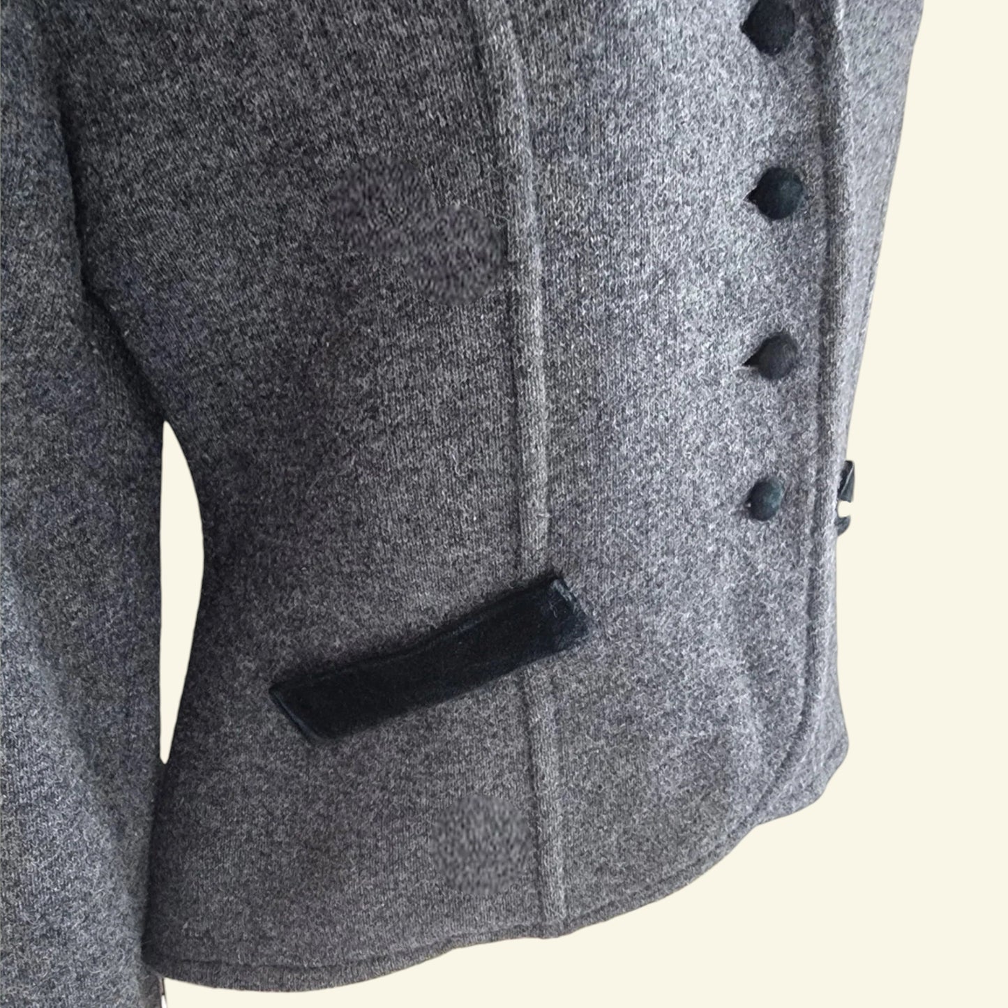 Vollmer Women's Grey Pure Wool Vintage Jacket UK 12 US 8 EU 40 IT 44 - Timelessfashions