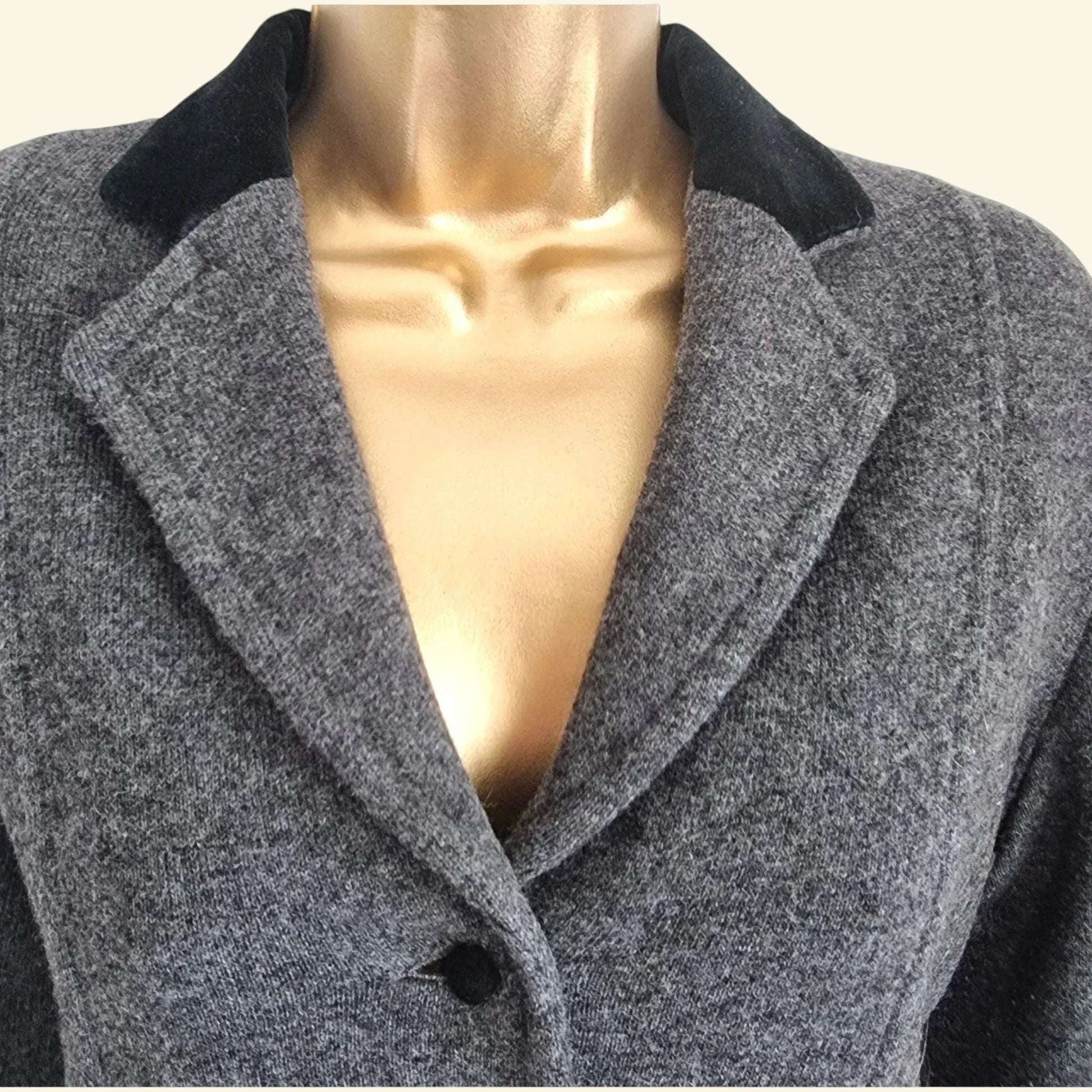 Vollmer Women's Grey Pure Wool Vintage Jacket UK 12 US 8 EU 40 IT 44 - Timelessfashions