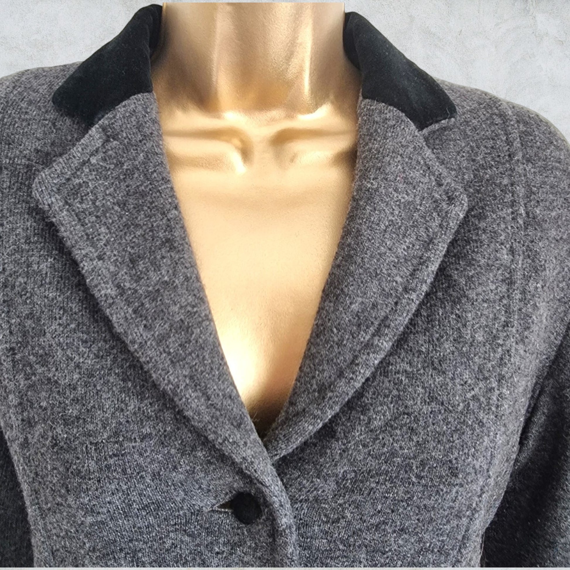 Vollmer Women's Grey Pure Wool Vintage Jacket UK 12 US 8 EU 40 IT 44 Timeless Fashions