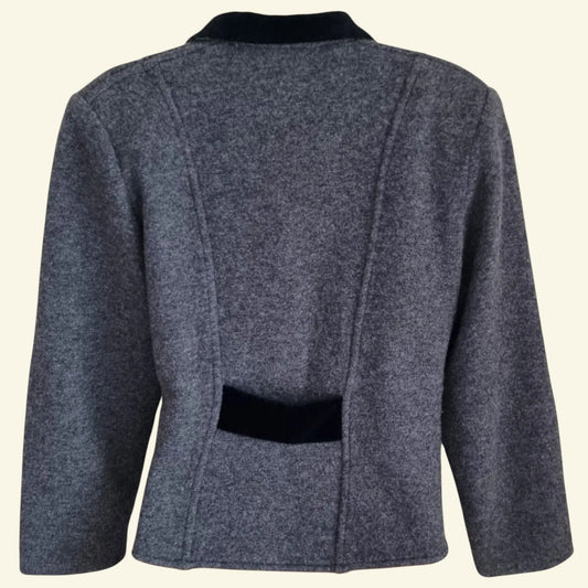 Vollmer Women's Grey Pure Wool Vintage Jacket UK 12 US 8 EU 40 IT 44 - Timelessfashions