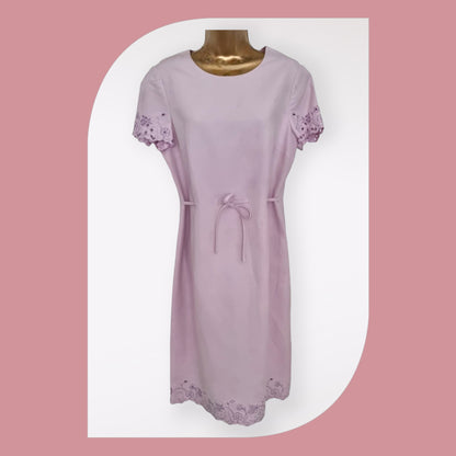 Viyella Vintage Lilac Broderie Anglais Dress UK 10 US 8 EU 38