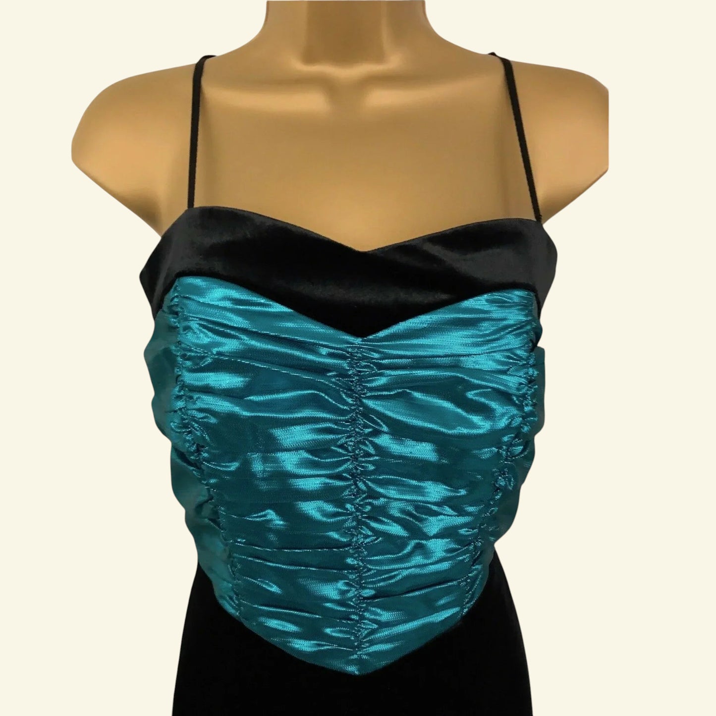 Weise Festmoden Women's Vintage Turquoise & Black Velvet Dress UK 12 US 8 EU 40 - Timelessfashions