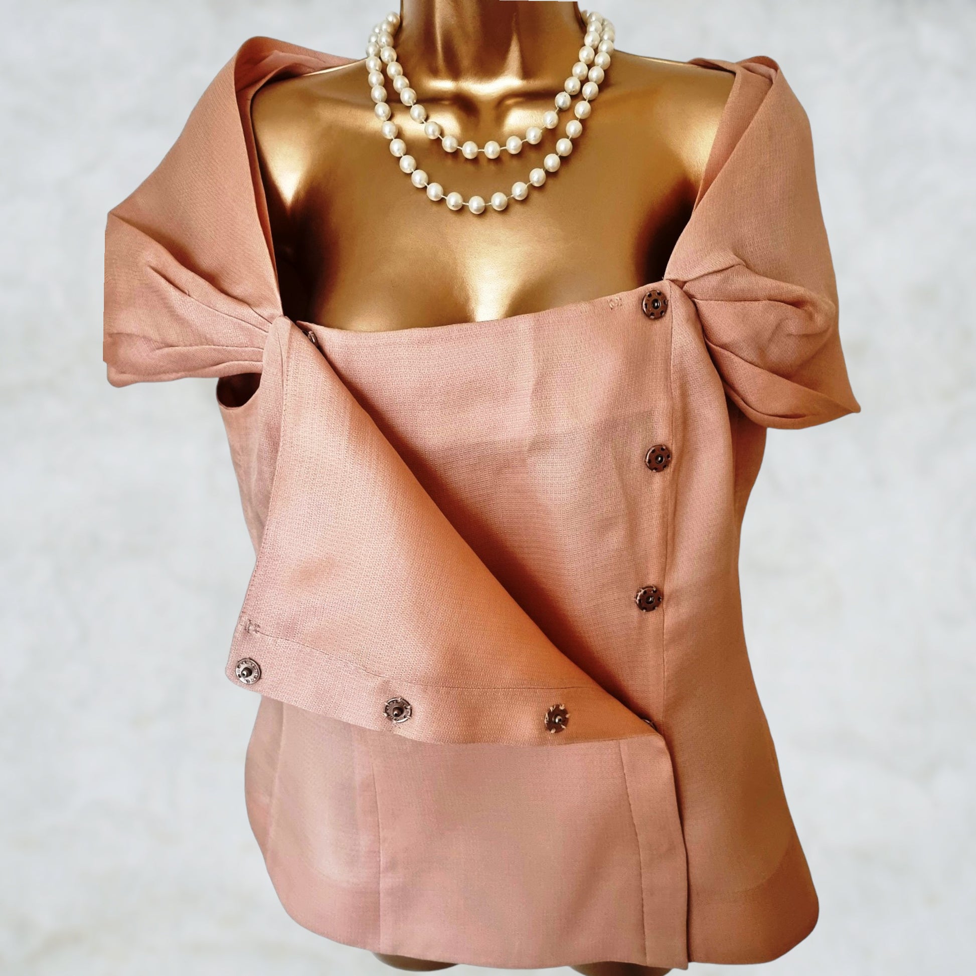 Alberta Ferretti Peach Silk and Cotton Top UK 10 US 6 EU 38 Timeless Fashions