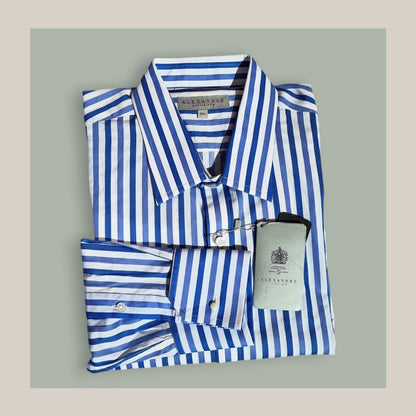 Alexandre Saville Row Men’s Blue & White Striped Shirt Size L - Timelessfashions