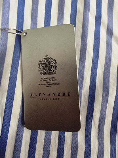 Alexandre Saville Row Men’s Blue & White Striped Shirt Size L - Timelessfashions