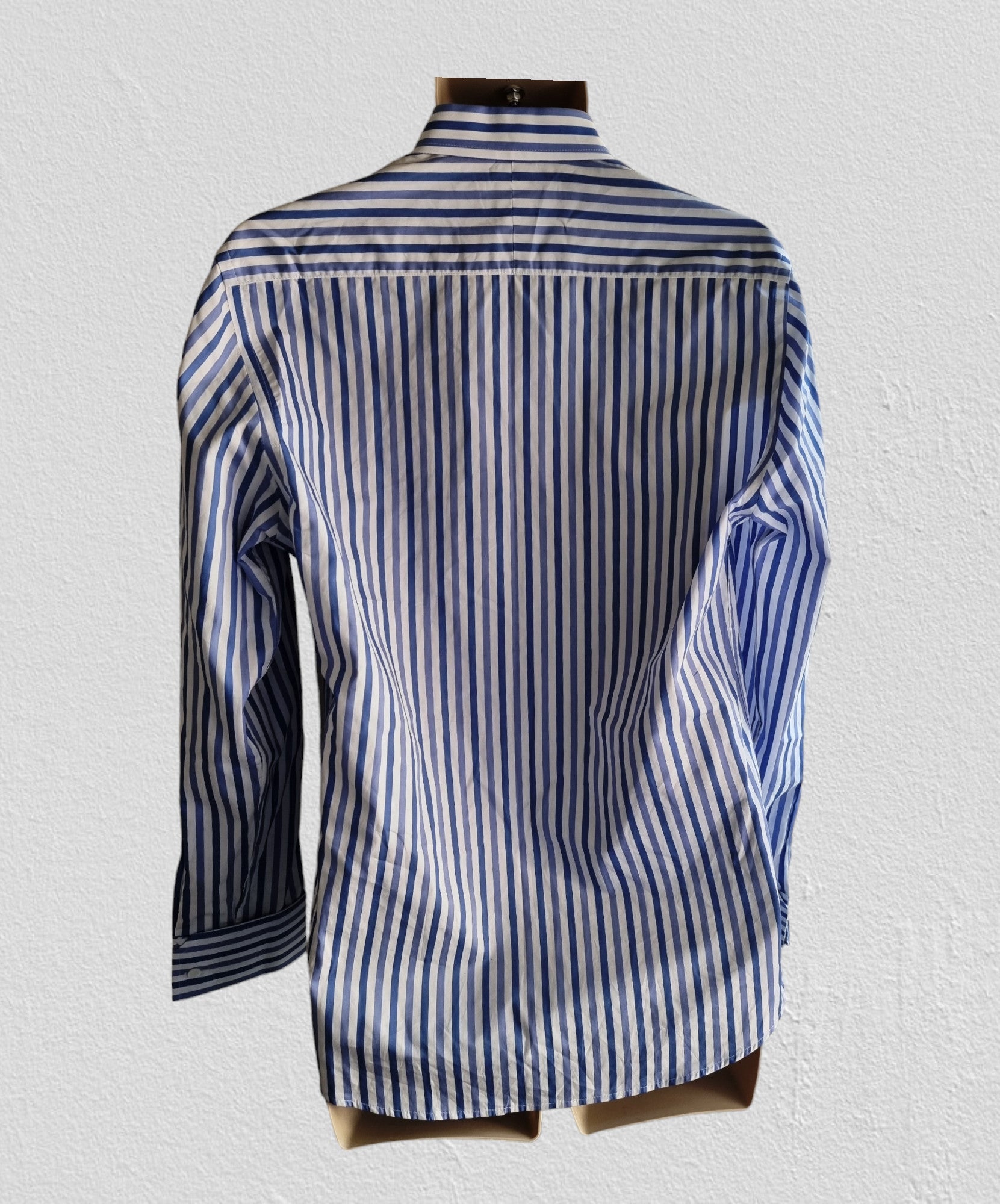 Alexandre Saville Row Men’s Blue & White Striped Shirt Size L - Timelessfashions