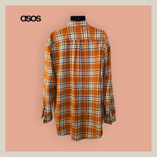 Asos Men’s Oversized Brushed Flannel Brown Check Size L - Timelessfashions