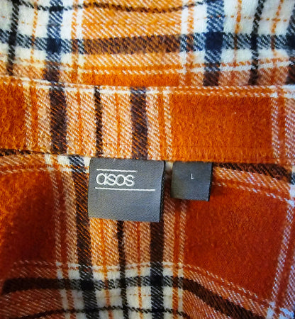 Asos Men’s Oversized Brushed Flannel Brown Check Size L - Timelessfashions