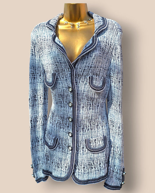 Avagolf Womens Vintage Blue Knitted Jacket UK 12 US 8 EU 40 IT 44 - Timelessfashions