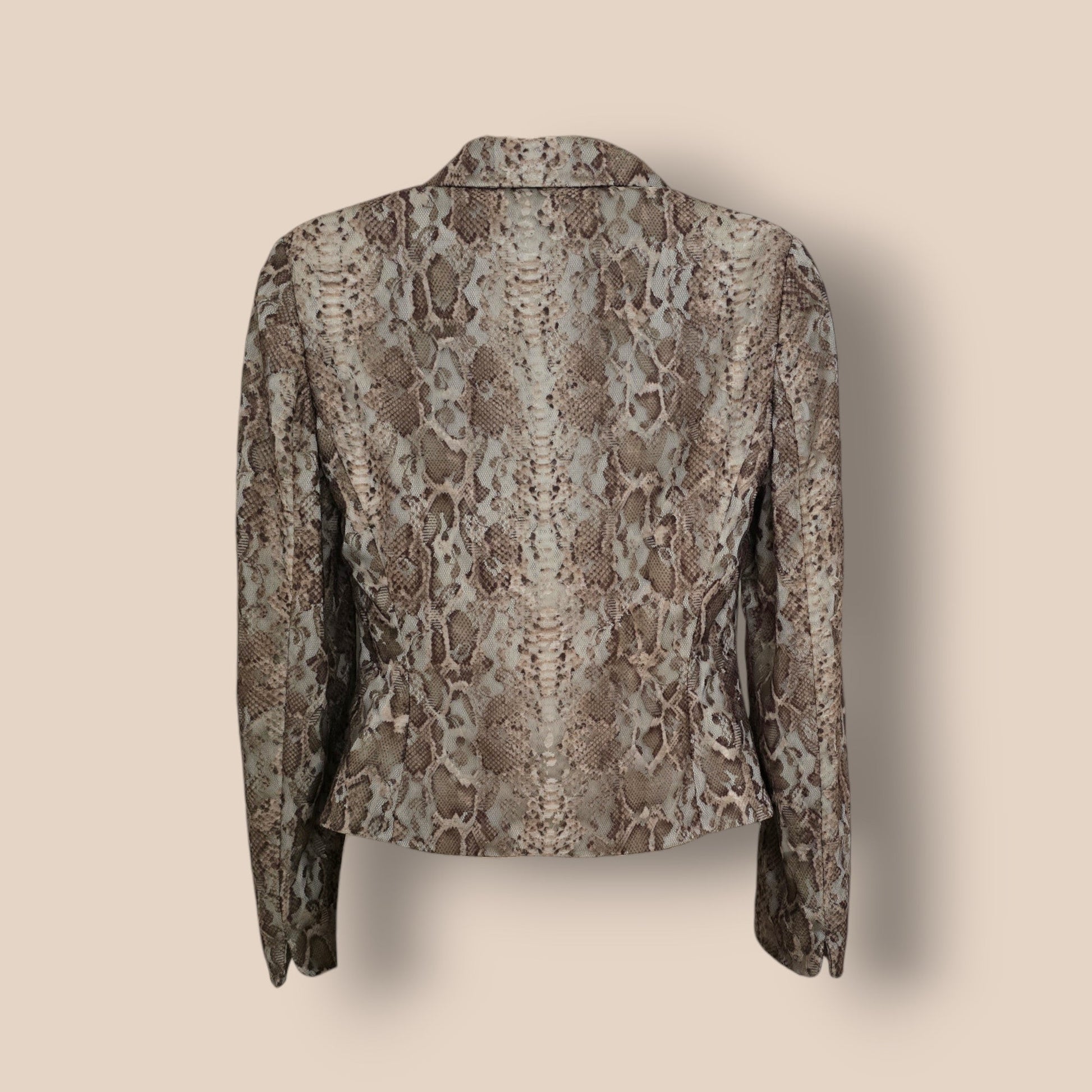 Caroline Charles Brown Snake Print Jacket UK 10 US 6 EU 38 - Timelessfashions