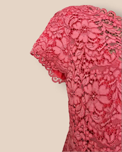 Caroline Charles Coral Lace Dress UK 14 US 10 EU 42 - Timelessfashions