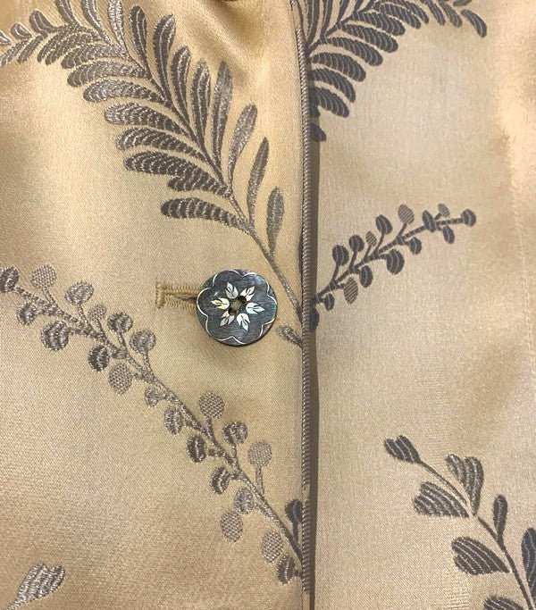 Caroline Charles Gold Embroidered Oriental Style Long Line Jacket UK 12 US 8 EU 40 - Timelessfashions