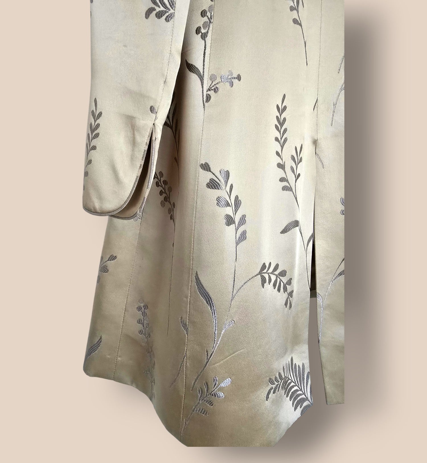 Caroline Charles Gold Embroidered Oriental Style Long Line Jacket UK 12 US 8 EU 40 - Timelessfashions