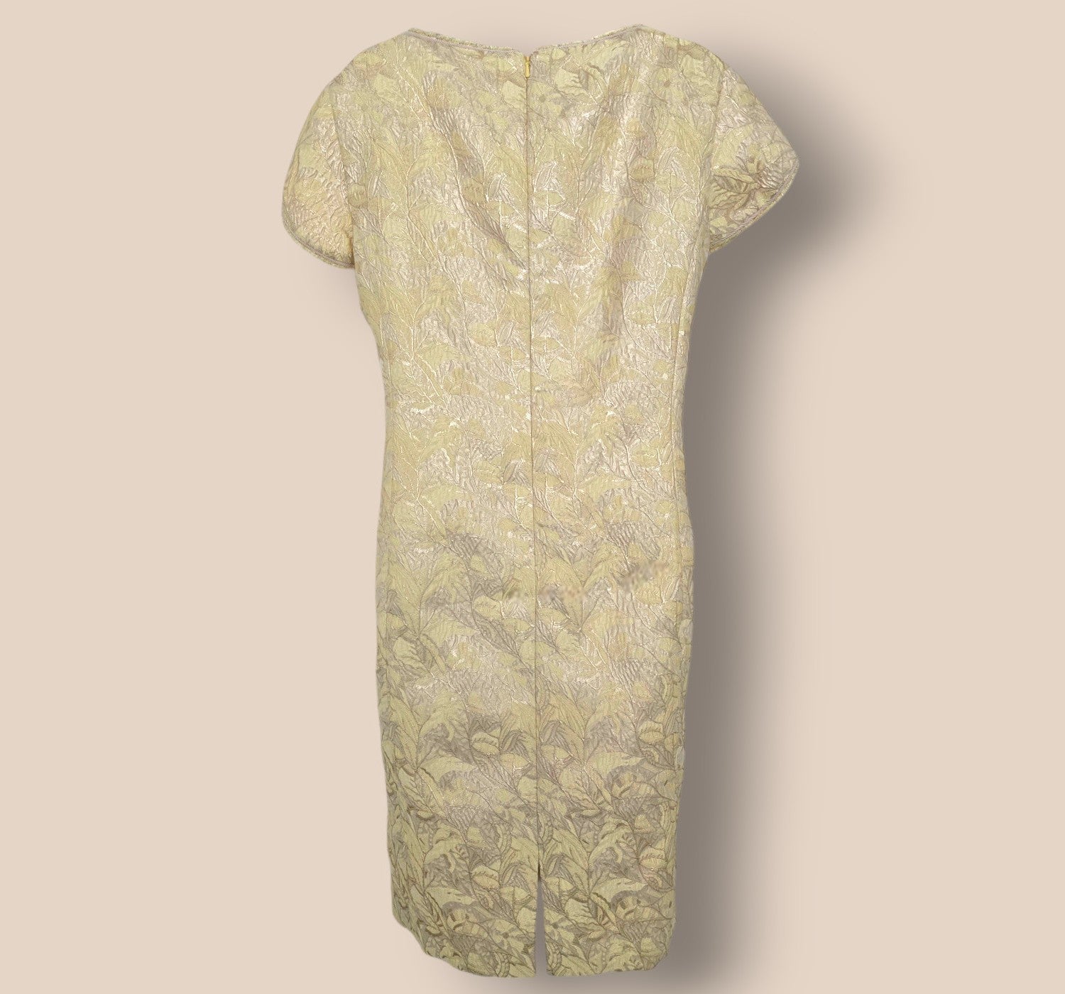 Caroline Charles Gold Jacquard Dress And Jacket UK 18 US 14 EU 46 - Timelessfashions