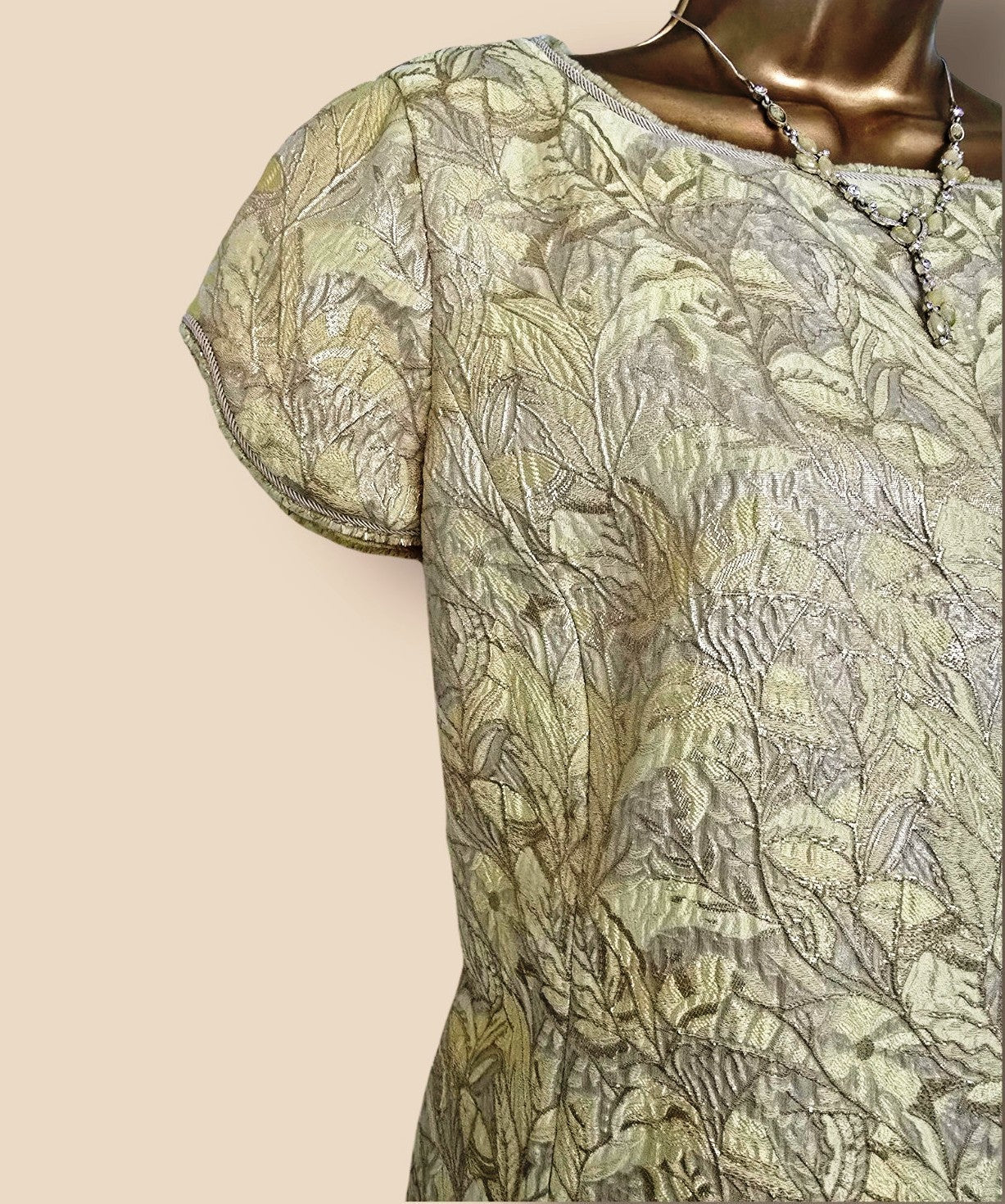 Caroline Charles Gold Jacquard Dress And Jacket UK 18 US 14 EU 46 - Timelessfashions