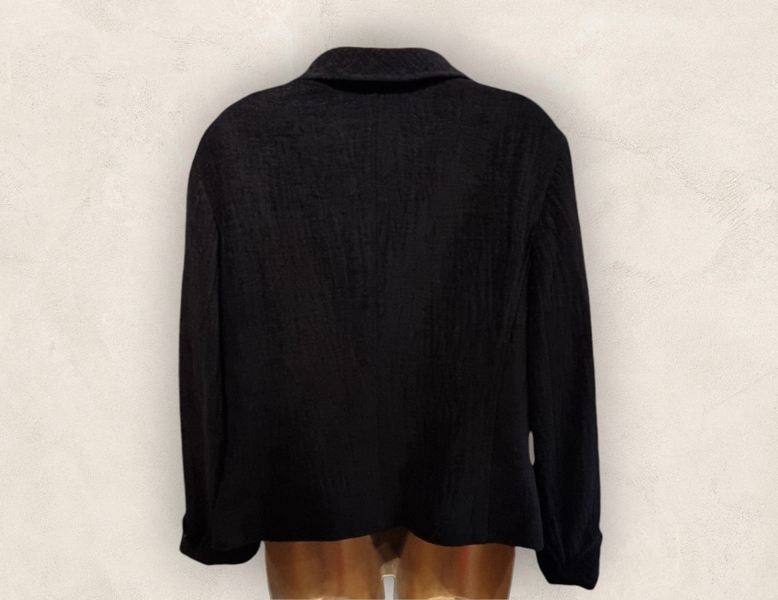 Caroline Charles London Black Textured Jacket Wool Blend Jacket UK 16 US 12 EU 44 - Timelessfashions
