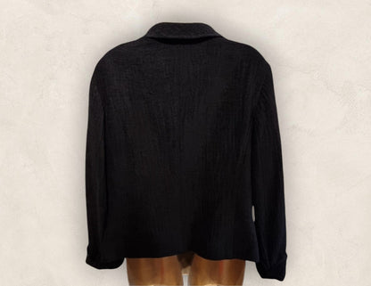 Caroline Charles London Black Textured Jacket Wool Blend Jacket UK 16 US 12 EU 44 - Timelessfashions