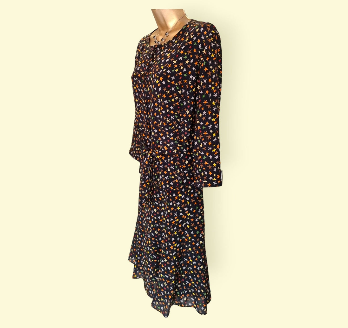 Caroline Charles London Vintage Black Silk Skirt & Top UK 16/18 US 12/14 EU 44/46 - Timelessfashions