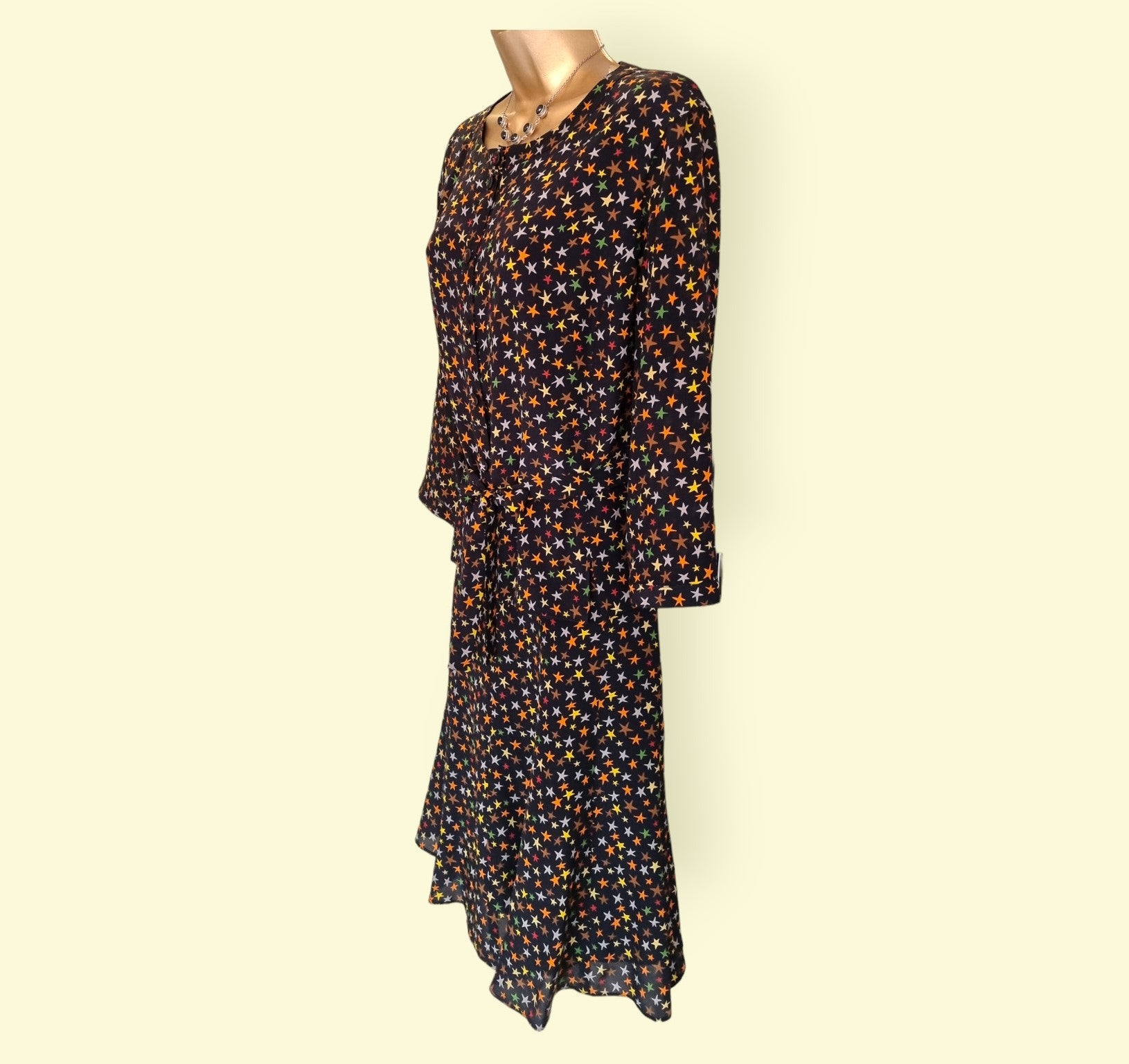 Caroline Charles London Vintage Black Silk Skirt & Top UK 16/18 US 12/14 EU 44/46 - Timelessfashions