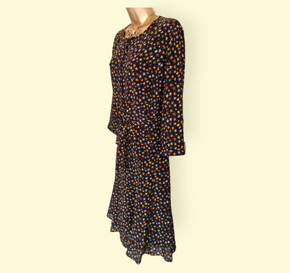 Caroline Charles London Vintage Black Silk Skirt & Top UK 16/18 US 12/14 EU 44/46 - Timelessfashions